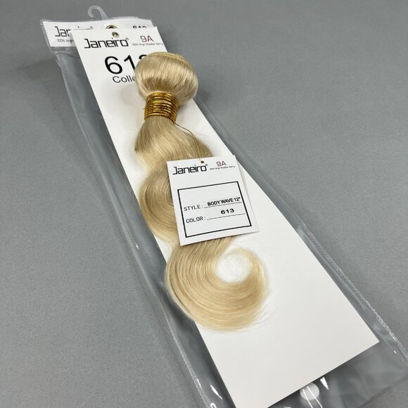 12” Body Wave #613 Platinum Blonde Unprocessed Brazilian Human Hair Extensions - Picture 1 of 5